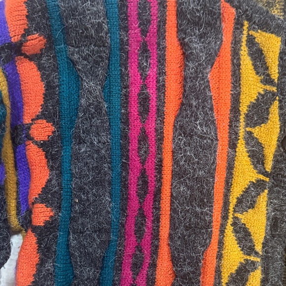 Vintage 80's Kitty Hawk by Vivian Wang Coogi style cardigan sweater maximalist - Picture 3 of 5